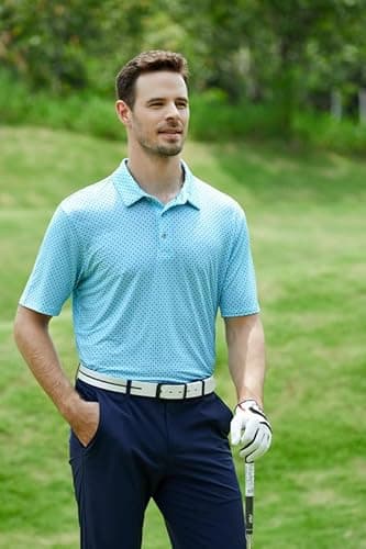 Damipow Mens Golf Shirts Dry Fit Performance Polo Short Sleeve Moisture Wicking Shirt,Dot,XL - Image 4