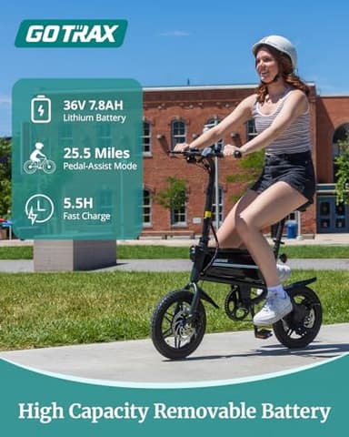 Gotrax Nano 14" Folding Electric Bike, Max Range 25Miles(Pedal-Assist) & Max Speed 15.5Mph, Power by 350W Motor, Adjustable Seat & Dual Fenders, Commuter Electric Bicycle for Adults/Teens White - Image 5