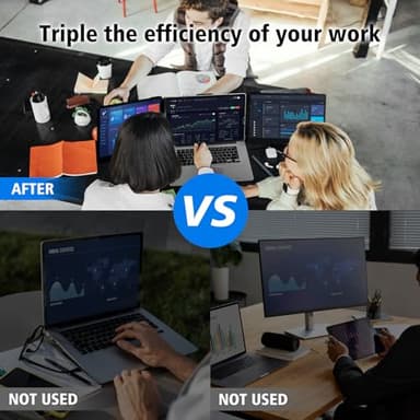 ROYY Laptop Screen Extender Triple Monitor - 14" Portable Monitor FHD 1080P Attachment Extra Screen Compatible with Windows Mac Dex Chrome Travel Work Fits 13-17" Laptops - Image 4