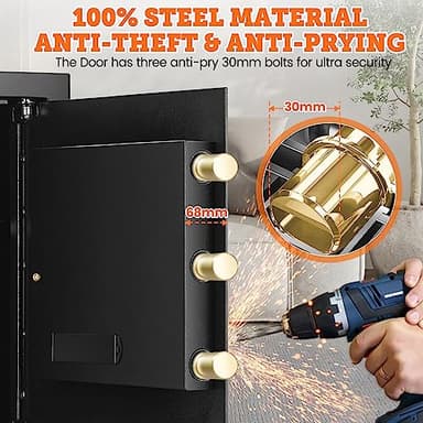 3.0 Cuft Large Fireproof Safe Box for HOME USE, Digital Home Security Safe with Programmable Keypad and Removable Shelf, Document Safe Fireproof Waterproof for Money Firearm Medicine Valuables - Image 3