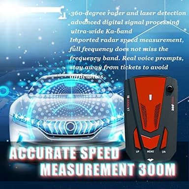 V7 Radar Detector for Cars with Long Range Detection, Led Display, Mute Memory, City/Highway Mode, Ideal Detector Gifts for Cars (Red) - Image 5