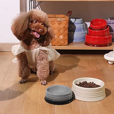 Sweejar Gradient Dog Bowl, Ceramic Dog Food Dish for Puppy and Kitten, Porcelain Pet Bowl for Food and Water 8 oz (Gradient Grey) - Image 3
