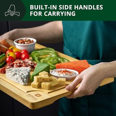 Wooden Cutting Boards for Kitchen Meal Prep & Serving - Bamboo Wood Cutting Board Set - Charcuterie & Chopping Butcher Block for Meat - Kitchen Gadgets Gift - Image 8