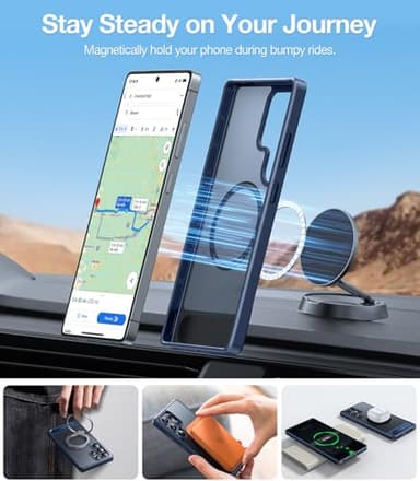 TORRAS Strong Magnetic & Seamless Stand for Samsung Galaxy S25 Ultra Case, Fit for MagSafe, Mil-Grade Drop Protection, Kickstand for Samsung Galaxy S25 Ultra Case, Translucent Back/Blue Edge - Image 3