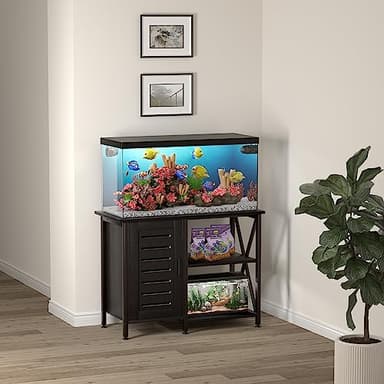 Herture 40-50 Gallon Fish Tank Stand, Aquarium Stand with Cabinet Accessories Storage, Heavy Duty Metal Frame, 40.55" L*18.89" W Tabletop, 850LBS Capacity, Black PG02YGB - Image 6