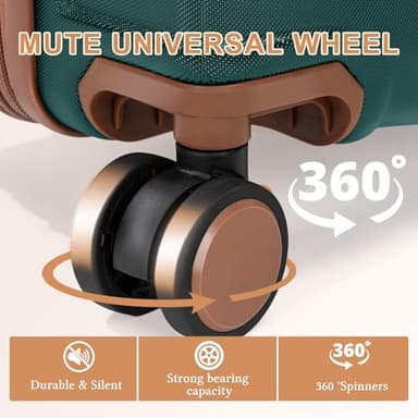 Rosamo 5 piece Luggage Set Expandable Suitcase 22x14x9 Airline Approved Carry on, ABS Hard Case Suitcases with Spinner Wheels, TSA Lock, Durable Waterproof Travel Set (Dark Green) - Image 4