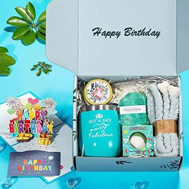 Happy Birthday Gifts for Women,Bath Relaxing Spa Gift Basket for Her, Mom, Sister, Female Friends, Daughter,Unique Wine Gift Set Idea for Women Who Have Everything - Image 2