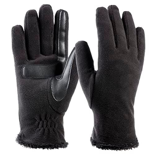 isotoner Women's Stretch Fleece Touchscreen Texting Cold Weather Gloves with Warm, Soft Lining, smartDRI Black, One Size - Image 1