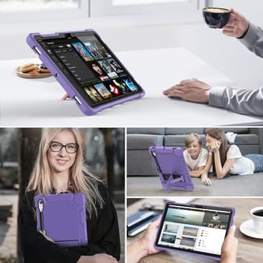 Cantis Case for Samsung Galaxy Tab S10 FE/ S9 FE 5G 10.9 Inch/Galaxy Tab S9 11 Inch 2023, Heavy Duty Shockproof Tablet Case Support S Pen, Purple+Black+Purple - Image 7