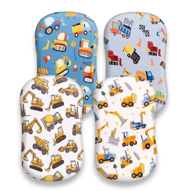 4 Pack Baby Boy Bassinet Sheets Set Soft Fitted Baby Boy Mattress Covers Construction Truck or Dinosaur Theme Breathable Toddler Sheets for Infant Boys (Construction Truck, Bassinet Sheets) - Image 7