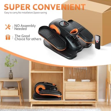 ARTHOOT Under Desk Elliptical Machine, Ellipse Exerciser as Seen on TV for Seniors with Remote Control & 12 Adjustable Speeds, Elliptical Machine for Home (Orange) - Image 7