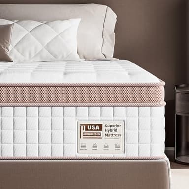 FP FLEXPEDIC Mattress Queen Size 12 inch - Premium Hybrid Mattress in a Box with Back & Lumbar Support, 200 Night Trial, Individual Pocket Spring Bed for Motion Isolation, Fiberglass-Free - Image 1