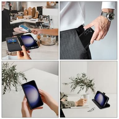 MONASAY Wallet Case Compatible for Galaxy S23 5G Black | RFID Blocking, Flip Folio, Leather, Cell Phone Cover, Credit Card Holder, 6.1 inch - Image 3