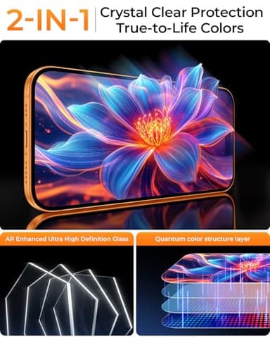 UNBREAK TOP 9H+ Glass 2+2 Packs for iPhone 17 Pro Privacy Screen Protector with Camera Lens Protector [Zero Bubble][10X Military Protection] 17 Pro Tempered Glass Full Edge Coverage, Case-Friendly - Image 9