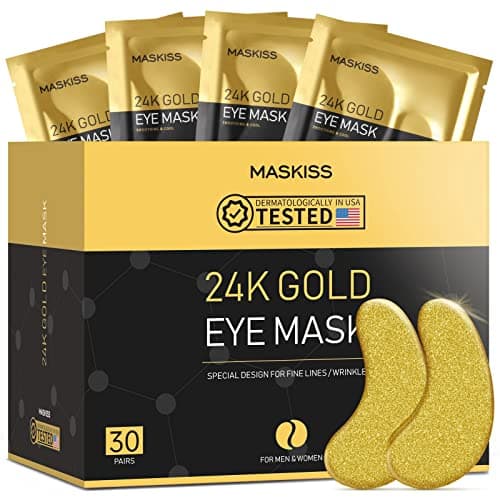 Maskiss 24k Gold Under Eye Patches (30 Pairs), eye mask, Collagen Skin Care Products, Eye Patches for Puffy Eyes, eye masks for dark circles and puffiness - Image 1