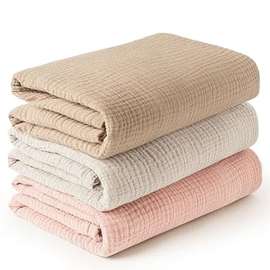 Konssy 3 Pack Muslin Swaddle Blankets for Unisex, Newborn Receiving Blanket, Large 47 x 47 inches, Soft Breathable Muslin Baby Swaddles for Boys & Girls - Image 1