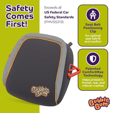 bubblebum Inflatable Travel Booster, Backless Car Seat for Kids Ages 4+, Portable Child Safety Seat for Cars, Lightweight Carseat for 40–100 lbs – Gray - Image 7