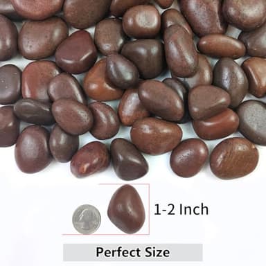 YISZM Rocks for Plant 5lbs, Red River Rocks 1-2 Inch Natural Pebbles for Indoor Plants, High Polished Decorative Stones Vase Filler Fish Tank Aquariums Landscaping Garden - Image 3