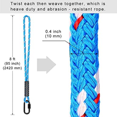 BeneLabel Tree Swing Rope, Hammock Tree Swing Hanging Strap, Heavy Duty Carabiner, for Indoor Outdoor Swing Hammock Playground Set Accessories, 8 ft, 1 Pcs, Blue - Image 5