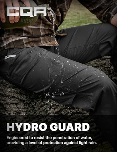 CQR Men's Quick Dry Tactical Pants, Water Resistant Outdoor Pants, Lightweight Stretch Cargo Work Hiking Pants, Runyon Cargo Pants Black, 40W x 30L - Image 5