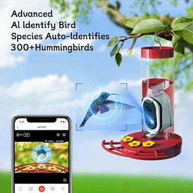TT Nature Hummingbird Feeder with Camera Solar Powered, AI Identify Cloud Storage Instant Notification, CCPA Data Protection, Outdoor Hanging, Idea Gift for Family Friends (20 Ounces) - Image 5