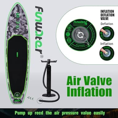 FunWater SUP Inflatable Stand Up Paddle Board Ultra-Light Inflatable Paddleboard with Accessories, Fin, Adjustable Paddle, Pump, Backpack, Leash - Image 5
