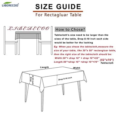 LIBERECOO 60" Square Vinyl Tablecloth with Flannel Backing, Stain-Resistant Tablecloths Waterproof Oil-Proof Wipeable Table Cover for Indoor/Outdoor Picnic, BBQ - Image 3