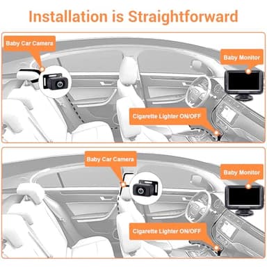 Rohent Baby Car Camera HD 1080P - Rear-Facing Infant Monitor with Night Vision Car Camera for Baby 150° Wide-Angle Lens Anti-Glare Screen Easy Install 360° Adjustable Display - Image 7