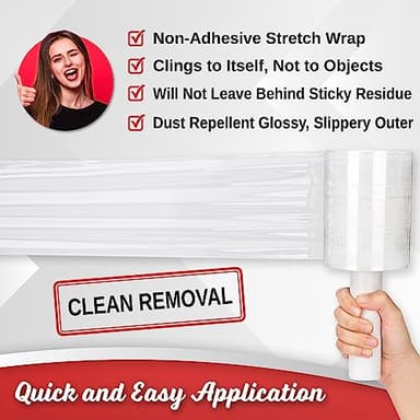 2 Pack Industrial Strength Mini Hand Stretch Wrap 5" 1000 Ft Roll 80 Gauge Thick, Shrink Wrap Roll for Moving Supplies, Furniture, Pallets, Plastic Wrap for Packing, Heavy Duty Stretch Film - Image 8