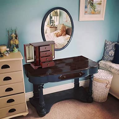 RR ROUND RICH DESIGN Jewelry Box - Made of Solid Wood with Cabinet Type 4 Drawers Organizer and 2 Doors on Sides - Dark Brown - Image 7
