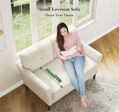 Small Sofa Couch, 48" Loveseat Sofa, Soft Velvet Love Seat Couches, Small Couch for Bedroom with 21" Deep Seat, Comfy Couches for Living Room, Tool-Free Setup Sofas for Living Room, White - Image 8