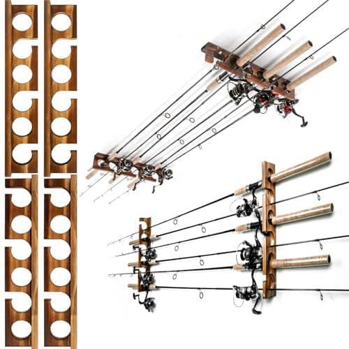 Ghosthorn Holds Up to 12 Rods Fishing Pole Rod Racks Wall or Ceiling Mounted Fishing Pole Rod Holders for Garage Storage Organizer Fishing Gear Equipment for Men Women - Image 1