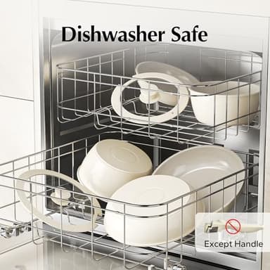 Redchef Pans and Pots Set Nonstick, Ceramic Cookware Set with Detachable Handles, Healthy,Non Toxic, Kitchen Cookware Sets16Pcs, Induction RV Kitchen Set, PFAS PFOA & PTFE Free, Beige White - Image 7