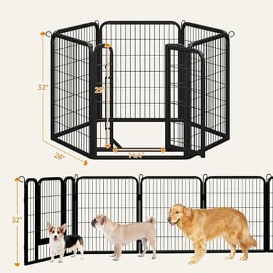 Yaheetech Dog Playpen Outdoor, 32 inch 6 Panels Dog Pen Indoor Heavy Duty Puppy Exercise Pen Metal Pet Fence for RV Camping/Yard/Garden - Image 4