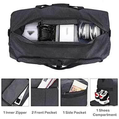 100L Travel Duffle Bag for Men, Urtala 32” Large Duffle Bag for Traveling with Shoe Compartment, Foldable Travel Duffel Bag Weekender Bag Gym Bag for Men Women Waterproof & Tear Resistant (Black) - Image 3