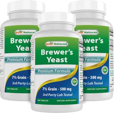 Best Naturals, Brewers Yeast, 7-1/2 Grains with Vitamin B1, Vitamin B2, 1000 mg 240 Tablets (240 Count (Pack of 3)) - Image 1