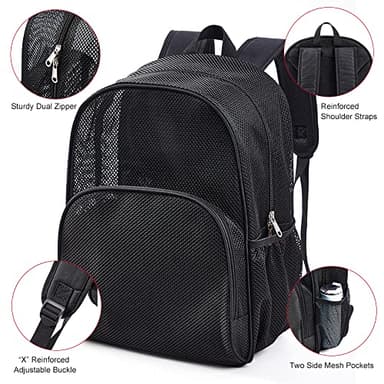 COVAX Mesh Backpack for School, Heavy Duty Mesh Bookbag, Semi-Transparent Back Pack for Beach, Swimming, Sports, Work, Travel - Image 8