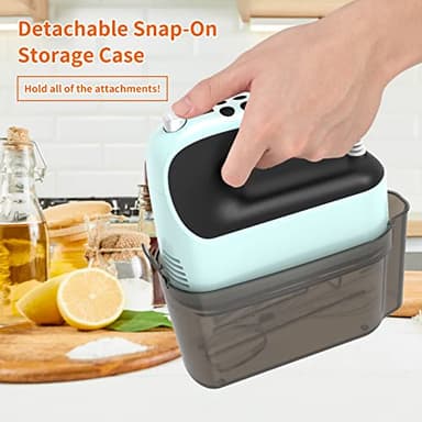 Yomelo 9-Speed Digital Hand Mixer Electric, 400W Powerful DC Motor, Baking Mixer Handheld with Snap-On Storage Case, Touch Button, Turbo Boost, Dough Hooks, Whisk (Ice Blue) - Image 7