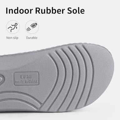 Litfun Orthopedic House Slippers for Women Adjustable Arch Support Indoor Slippers Open Toe Corduroy Bedroom Shoes, Grey 38 - Image 6