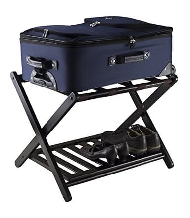 Winsome Reese Luggage Rack with Storage Shelf, for Guest Room, Bedroom, Foldable, No Assembly, Espresso - Image 4