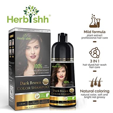 Herbishh Hair Color Shampoo - Magic Dye for Gray Hair, Lasting Color in Minutes - 500 Ml, 3-In-1, Ammonia-Free (Dark Brown) - Image 8