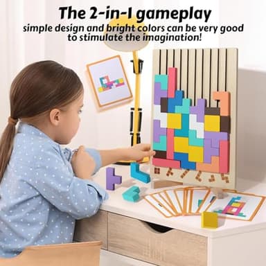 WISBOOK Wooden Colored 3D Russian Block Puzzle Jigsaw Puzzle Toy Montessori Educational Gift for Boys and Girls Board Game Educational Toys for Toddlers Brain Teasers for Toddlers 3-6 Years - Image 6