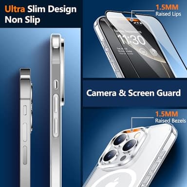 SPIDERCASE Magnetic for iPhone 16 Pro Case, with 2 Pcs [Tempered Glass Screen Protector] [ Military Grade Drop Protection] Invisible Kickstand Slim Case for iPhone 16 Pro 6.3", Clear - Image 6