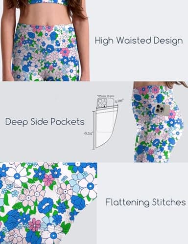 Girls' Black Athletic Leggings with Pockets, White Ankle Length Yoga Pants for Kids - Image 5