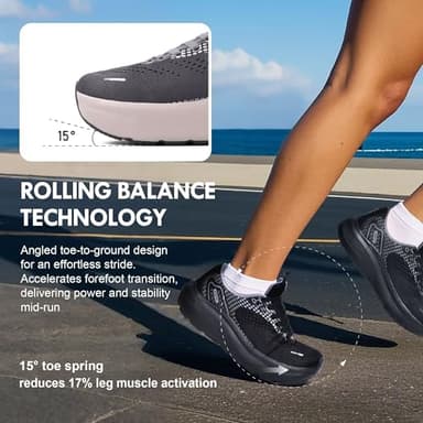 JACKSHIBO Wide Toe Box Shoes Women Arch Support Wide Sneakers for Running Walking Athletic Tennis Orthopedic Plantar Fasciitis Workout with Thick Cushion Zero Drop Sole Width Shoes Grey - Image 5