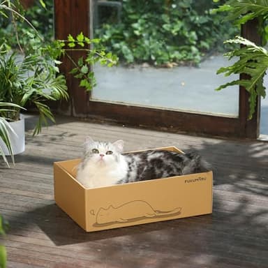 FUKUMARU 5 PCS Cat Scratching Boards, 11.4 Inch Width Ex-Large Cat Scratcher Box, Reversible Cardboard Scratchers for Indoor Cats, Cat Scratch Box for Large, Medium and Small Cats, Protect Furniture - Image 6