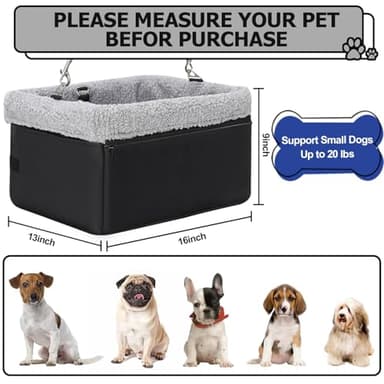 NOVOLAB Dog Car Seat for Small Pets Under 20lbs, Booster Seat with Metal Frame, Double-Layer Oxford Fabric, Safety Leash for Dogs and Cats - Image 2