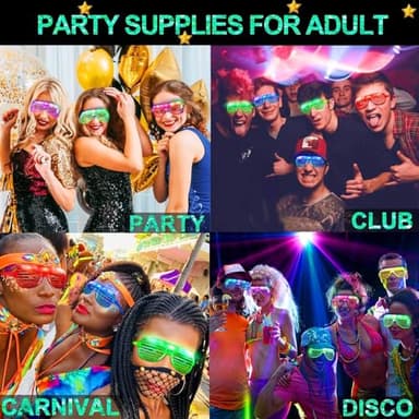 20 Pack LED Glasses Party Favors Light Up Glasses, Glow In The Dark Party Supplies Accessories for Adult, Glasses Neon Sunglasses Birthday Wedding Pool Helloween Back to School Party Favors - Image 5