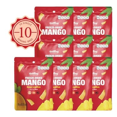 ONETANG Freeze-Dried Fruit Mango Chips, 10 Pack Single-Serve Pack, Non GMO, Kosher, No Add Sugar, Gluten free, Vegan, Holiday Gifts, Healthy Snack 0.35 Ounce - Image 3
