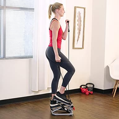 Sunny Health & Fitness Total Body 2-in-1 Mini Stair Stepper, Step Machine for Exercise at Home Workout, Adjustable Hydraulic, LCD Digital Monitor with Resistance Bands & Non-Slip Pedals - SF-S0978 - Image 6